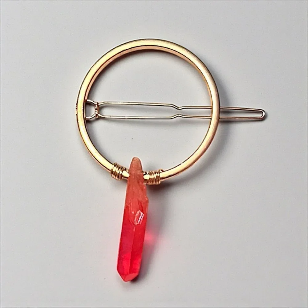 Handmade Genuine Orange Crystal Hairpin